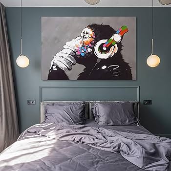 Amazon.co.jp: 音楽を聴いている猿 ポスター バンクシー Banksy